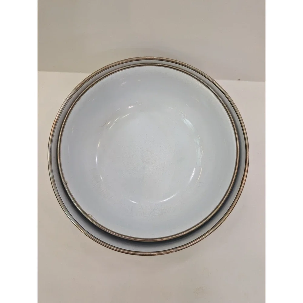 M. Kamenstein Floral Mixing Nesting Bowls Vintage 1983 Enamelware Set of 2